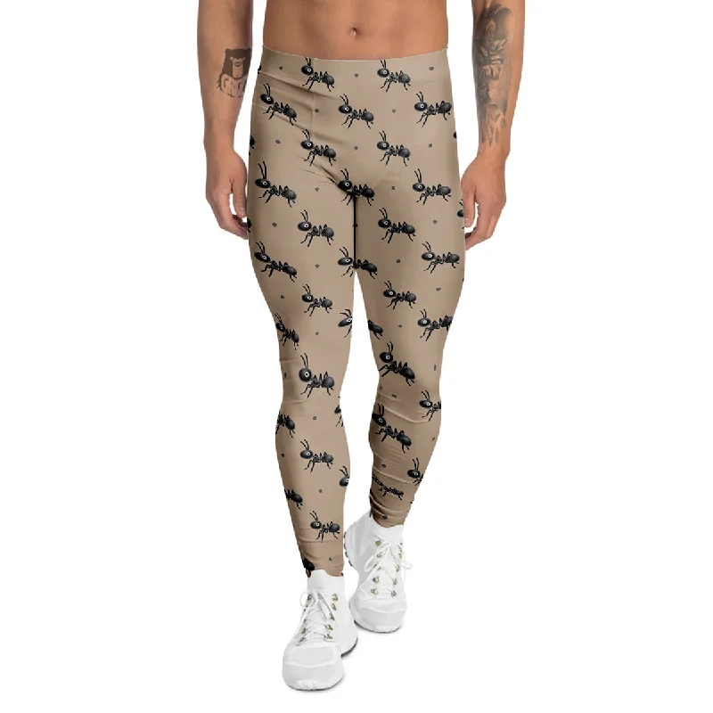 Markdown Madness Black Ant Print Pattern Men's Leggings