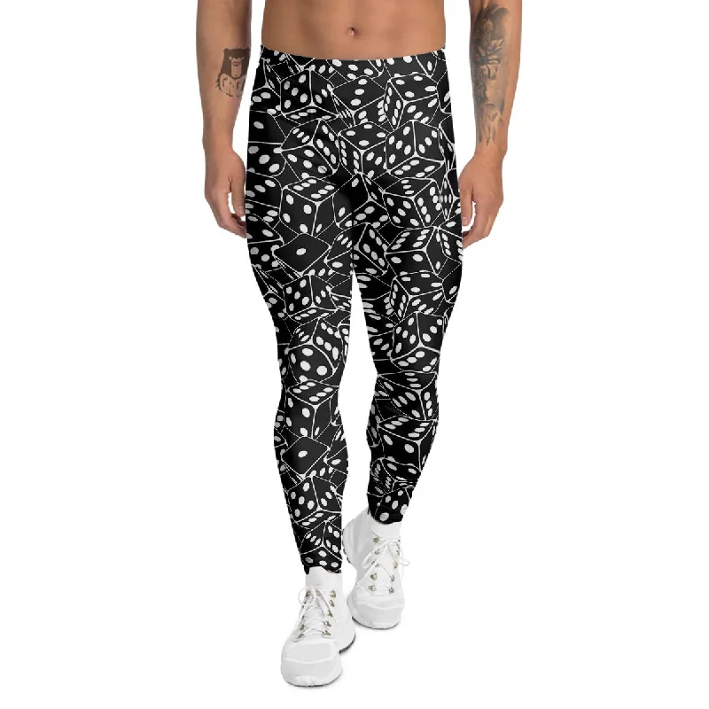 Season Finale Sale Black Dice Casino Print Pattern Men's Leggings