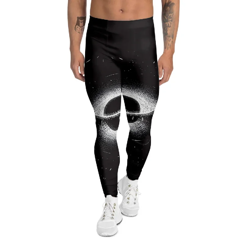 Act Now Black Hole Monochrome Print Men's Leggings