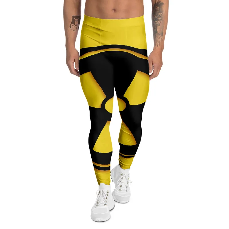 Super Savings Black Radioactive On Yellow Print Men's Leggings