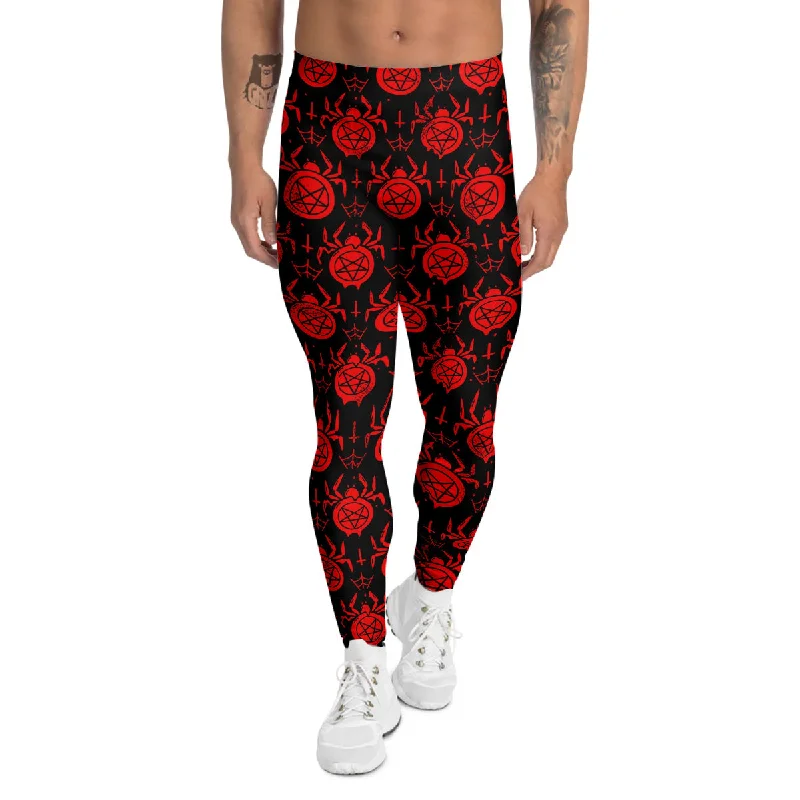 Special Savings Black Red Spider Pentagram Print Pattern Men's Leggings