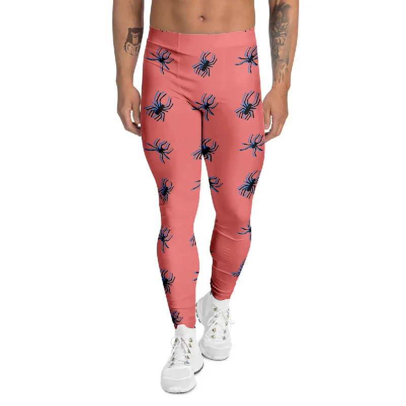 Exclusive Online Offer Black Spider Pink Print Pattern Men's Leggings