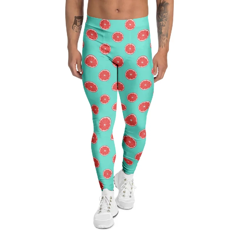 Price Reduction Blue And Pink Grapefruit Sliced Print Pattern Men's Leggings