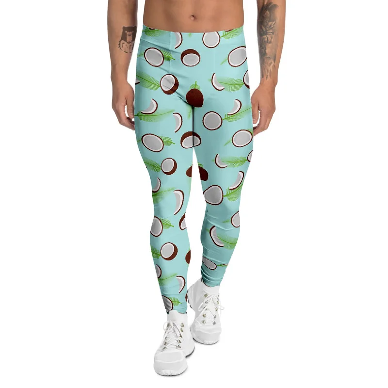 Major Savings Blue Coconut Print Pattern Men's Leggings