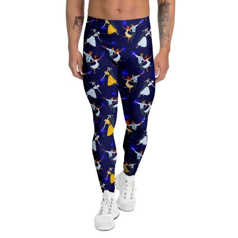 Deep Discounts Blue Dancer Print Pattern Men's Leggings