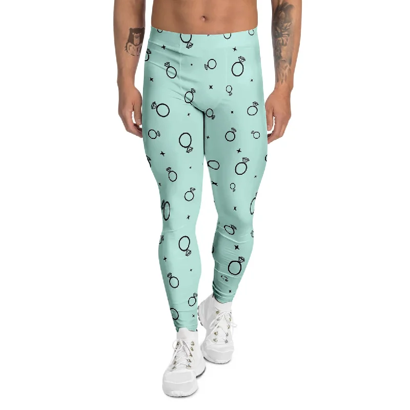 Bargain Prices Blue Diamond Ring Print Pattern Men's Leggings