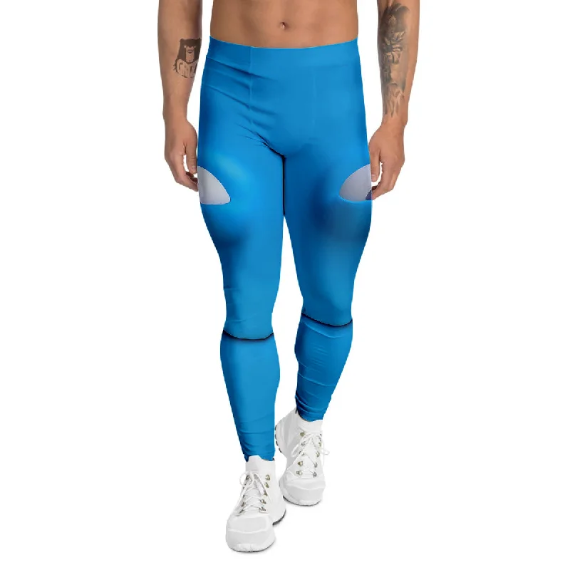 One-DAY Sale Blue Face Cartoon Emoticon Character Print Men's Leggings
