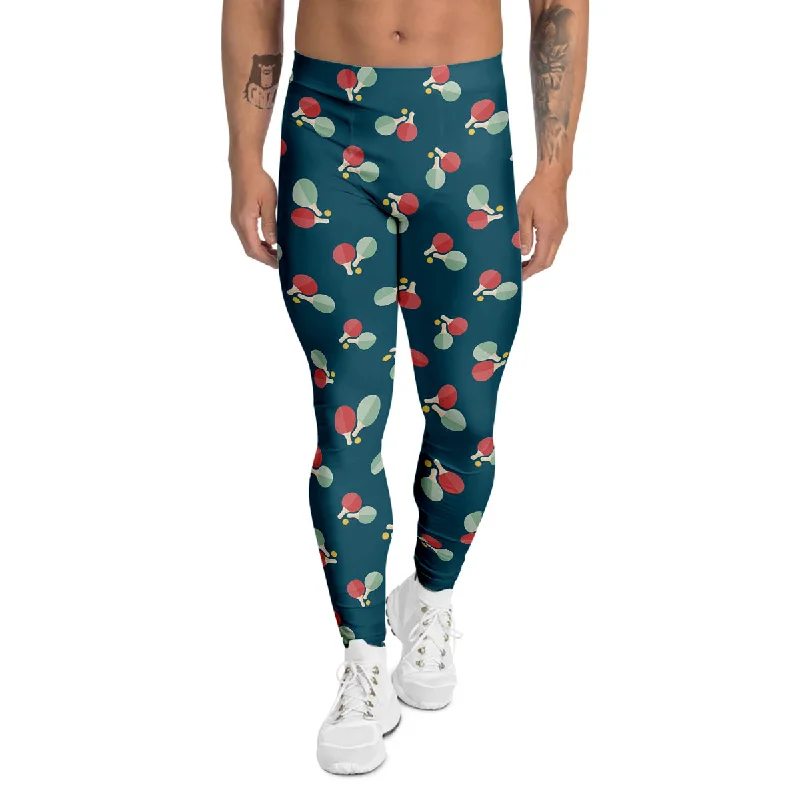 Best Deals Blue Red Pingpong Print Pattern Men's Leggings