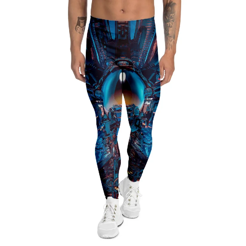 Unbeatable Prices Blue Robot Cyberpunk Print Men's Leggings