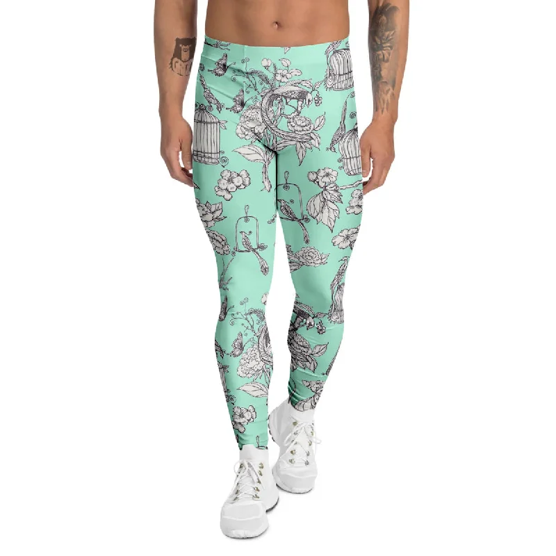 The Best Prices Blue Sky White Chinoiserie Print Pattern Men's Leggings