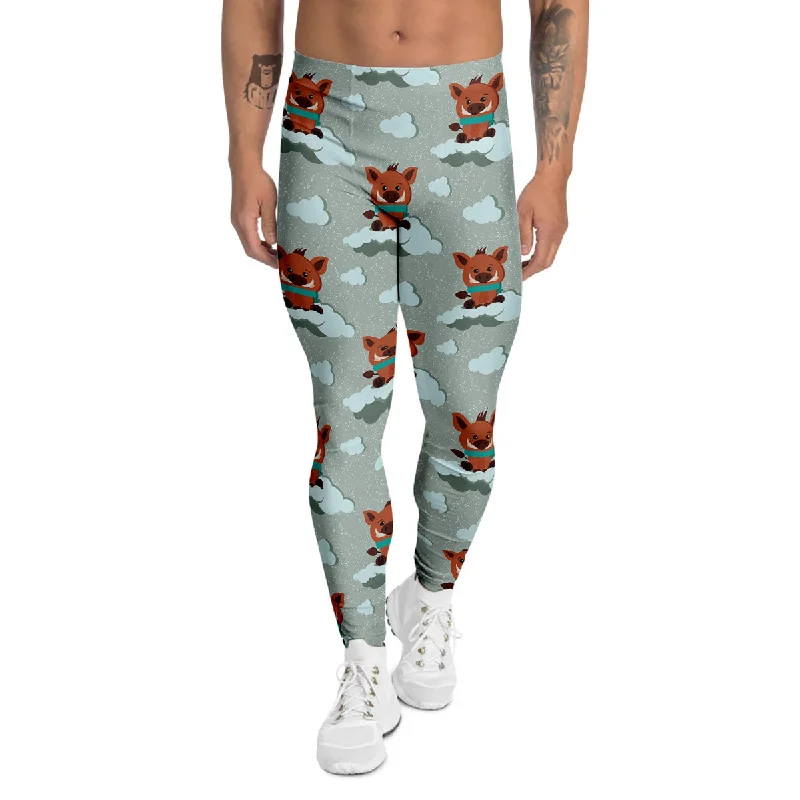 Lowest Price Boar And Cloud Print Pattern Men's Leggings