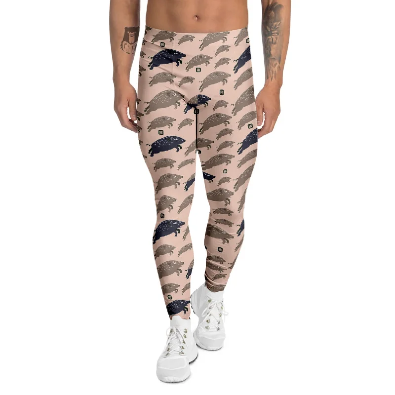 Instant Discount Boar Jumping Print Pattern Men's Leggings