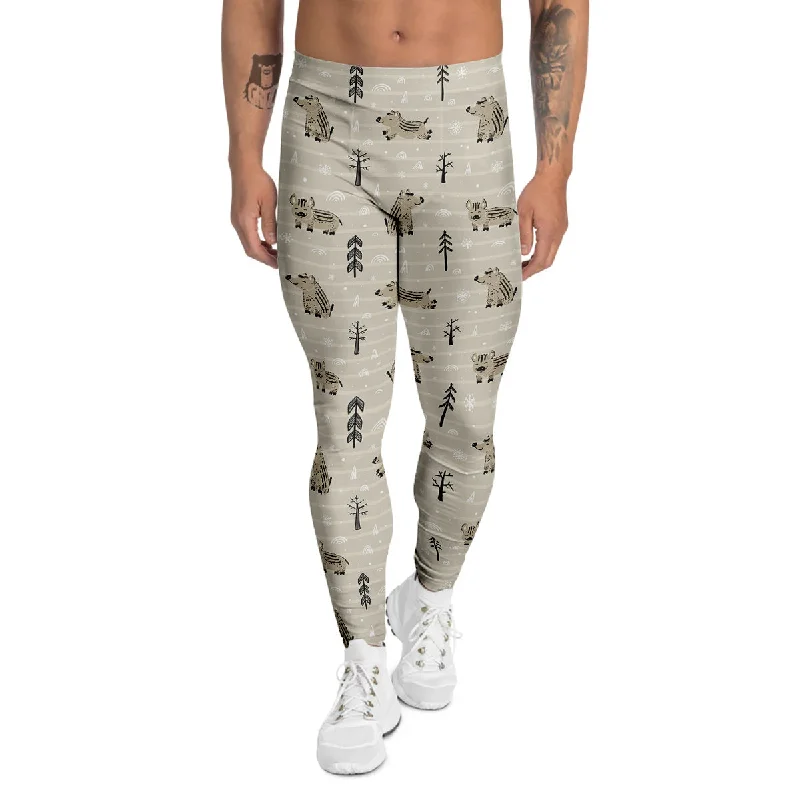 Final Markdown Boar Striped Print Pattern Men's Leggings
