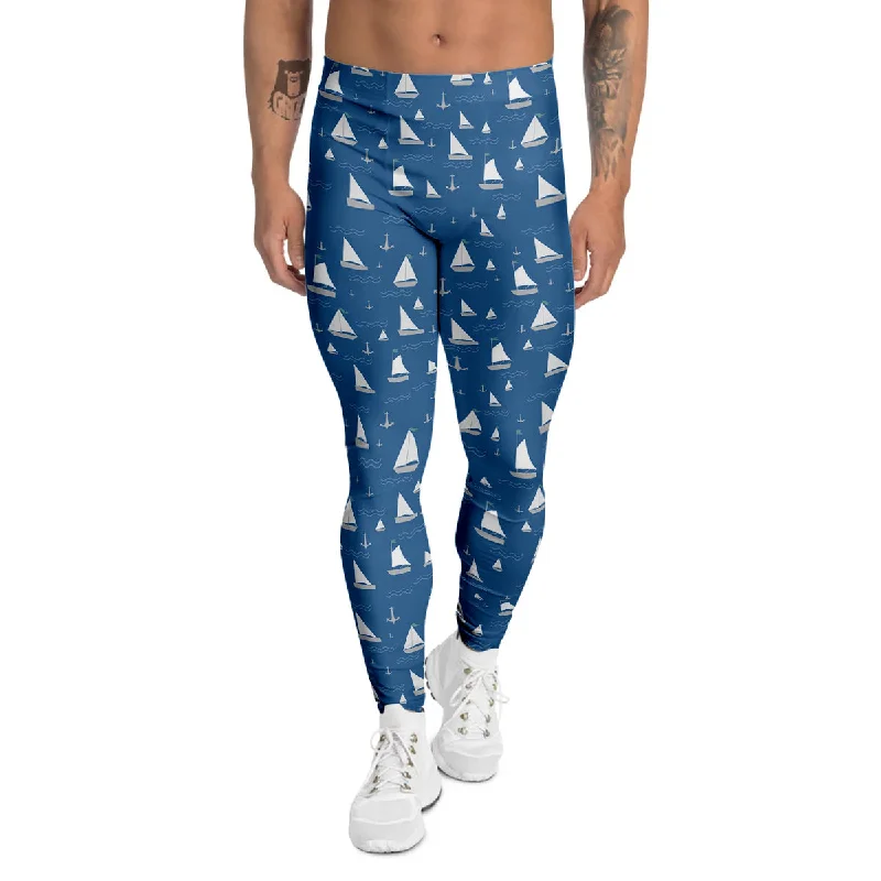Early Access Boat Drawing Print Pattern Men's Leggings