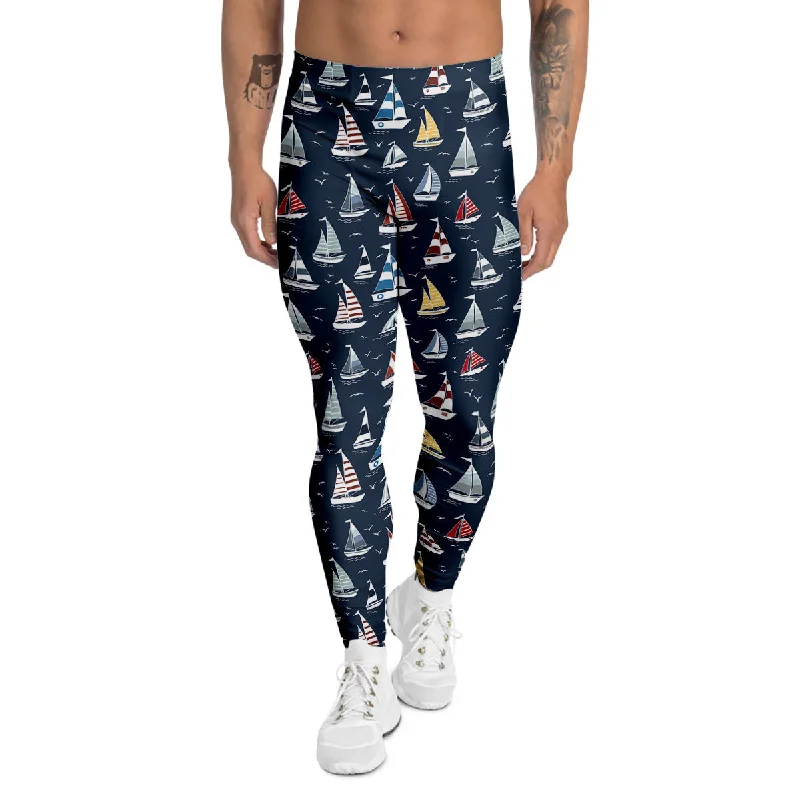 Deep Discounts Boat On Sea Print Pattern Men's Leggings