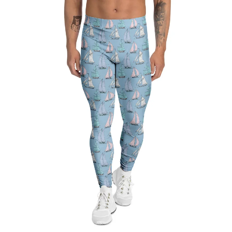 Crazy Deals Boat Vintage Print Pattern Men's Leggings