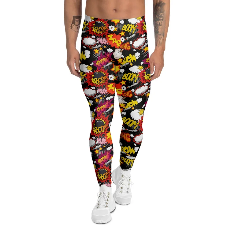 Bargain Prices Bomb Boom Comic Graffiti Print Pattern Men's Leggings