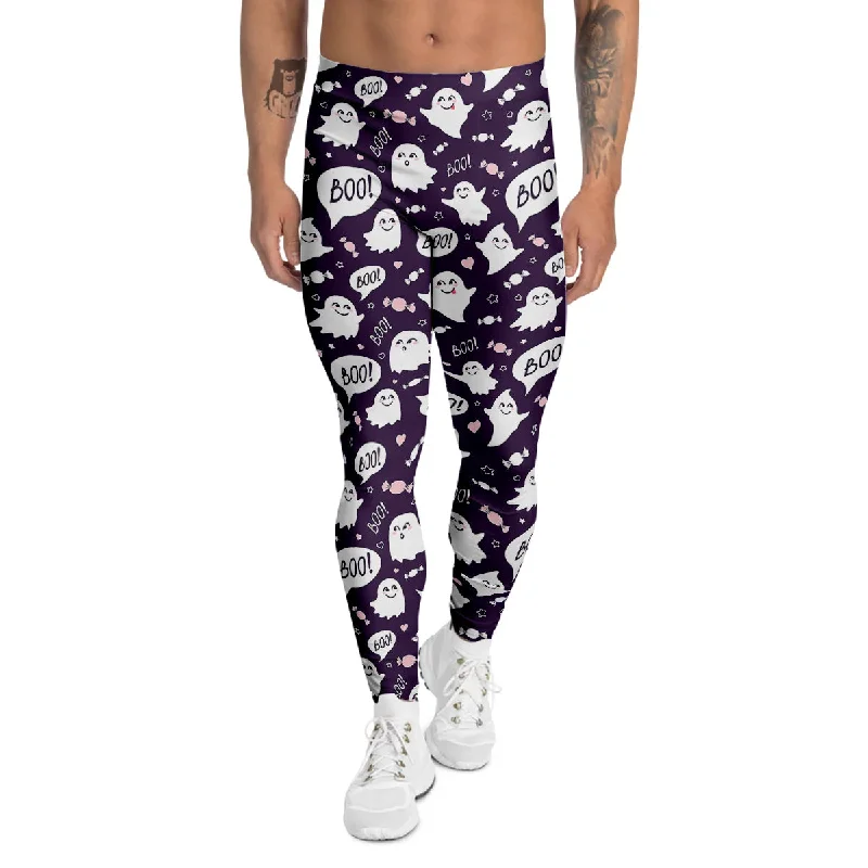Deal Explosion Boo Cute Ghost Print Pattern Men's Leggings