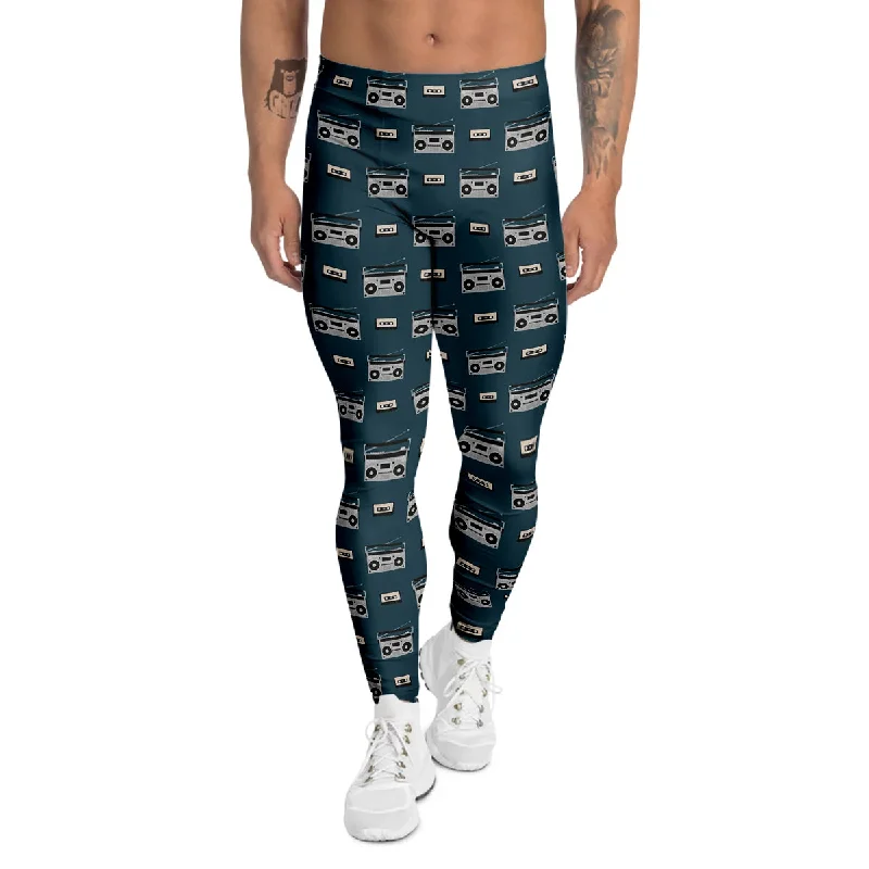 Price Smash Boombox And Cassette Tape Print Pattern Men's Leggings