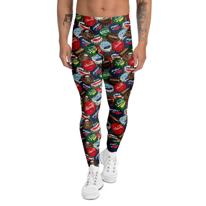 Discount Extravaganza Bottle Caps Print Pattern Men's Leggings
