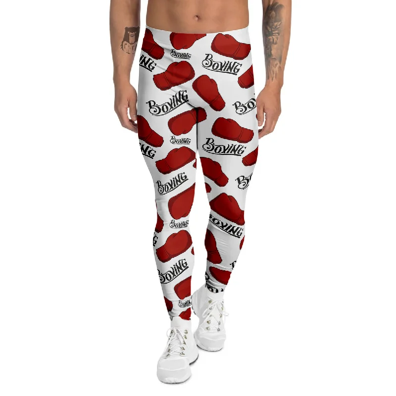 Closeout Sale Boxing Glove And Text Print Pattern Men's Leggings