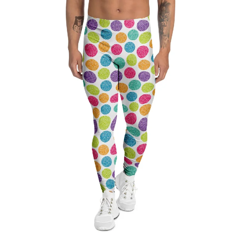 Warehouse Sale Bright Polka Dot Colorful Print Pattern Men's Leggings
