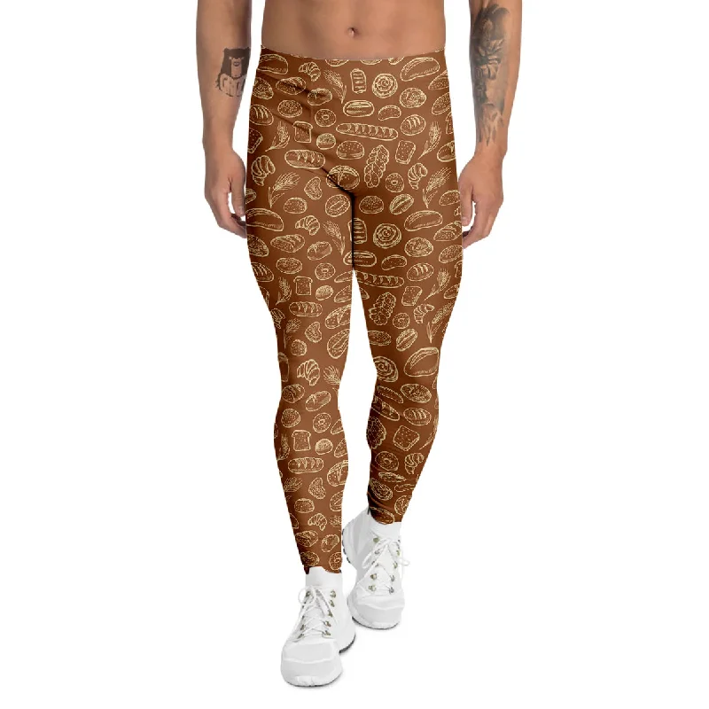 Super Savings Brown Bakery Beige Print Pattern Men's Leggings