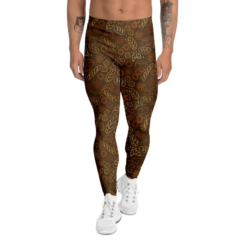 Act Now Brown Bakery Print Pattern Men's Leggings