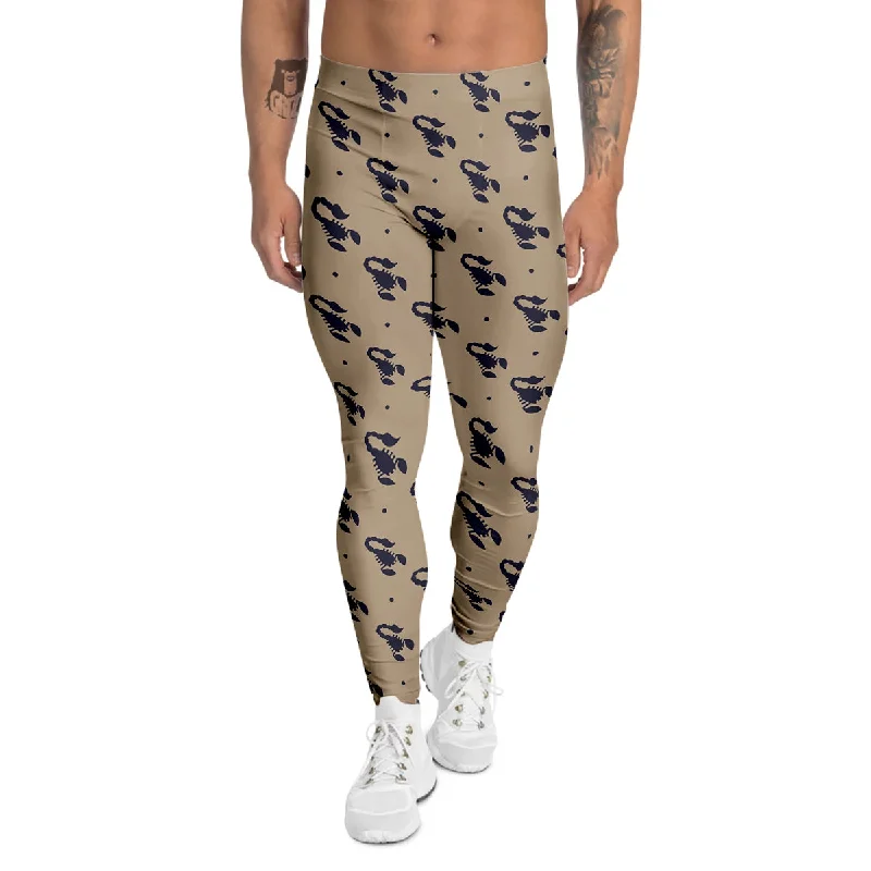 Limited Time Offer Brown Scorpion Print Pattern Men's Leggings