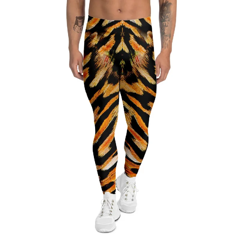 Discount Deals Butterfly Wing Skin White Orange Tiger Print Men's Leggings
