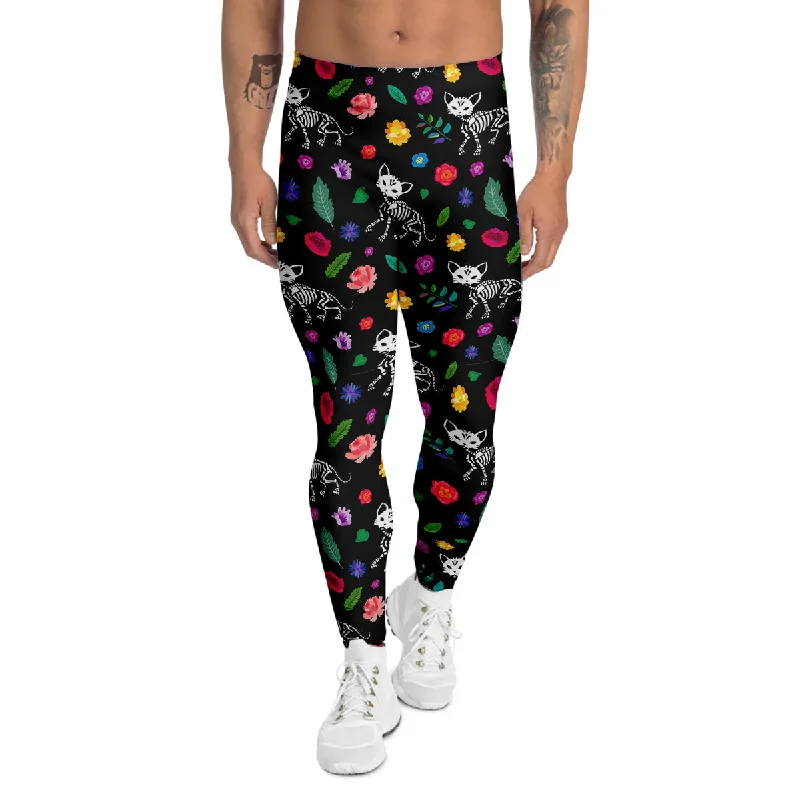 Daily Deals Calavera Cat Skeleton Print Pattern Men's Leggings
