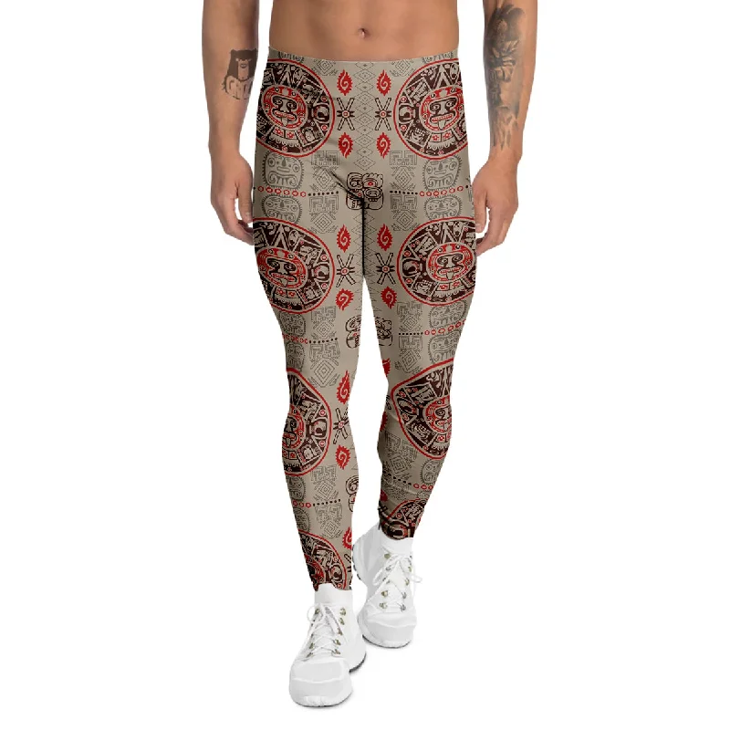 Must-Have Deals Calendar Aztec Vintagecolor Print Pattern Men's Leggings