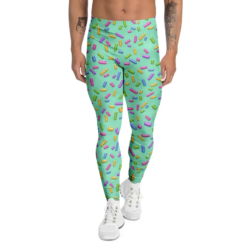 YEAR-End Clearance Candy Sprinkles Green Sweet Print Pattern Men's Leggings