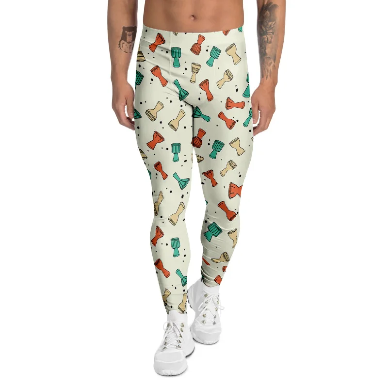 Quick Sale Cartoon Drum Print Pattern Men's Leggings