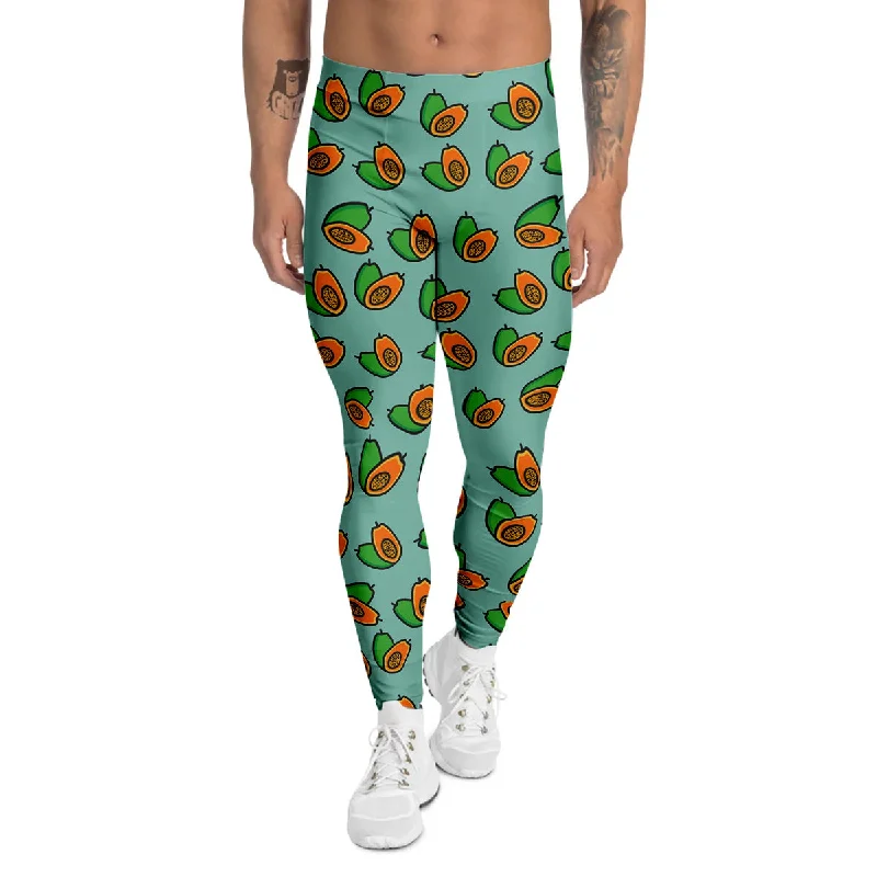 Final Clearance Cartoon Papaya Print Pattern Men's Leggings
