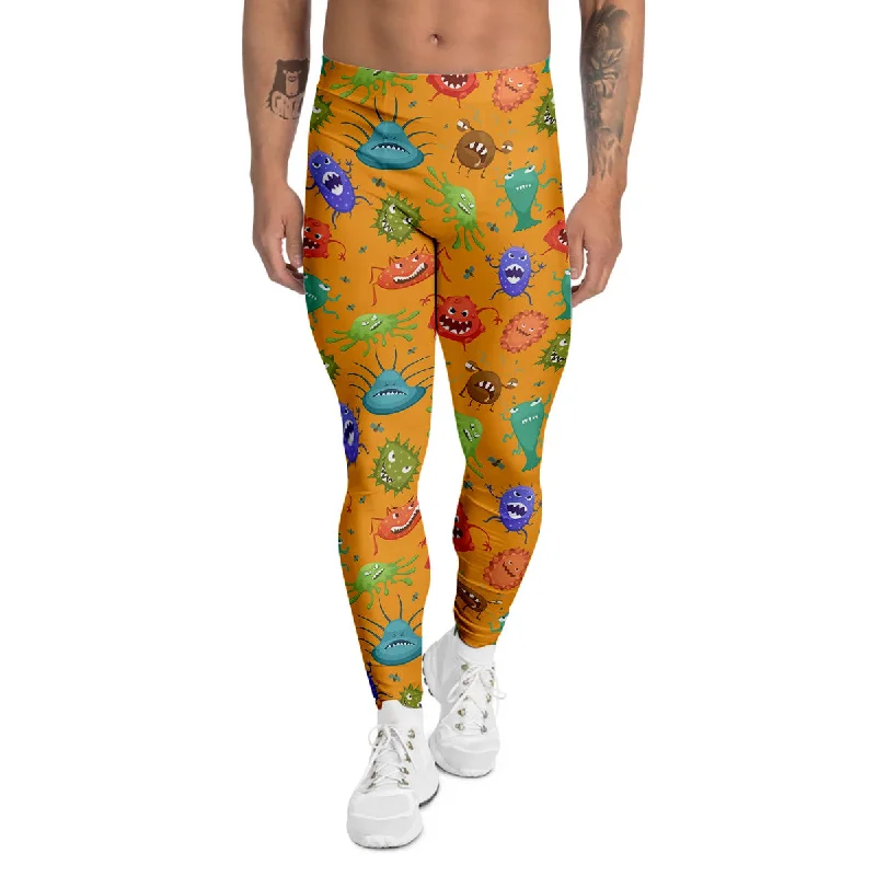 Exclusive Savings Cartoon Virus Print Pattern Men's Leggings