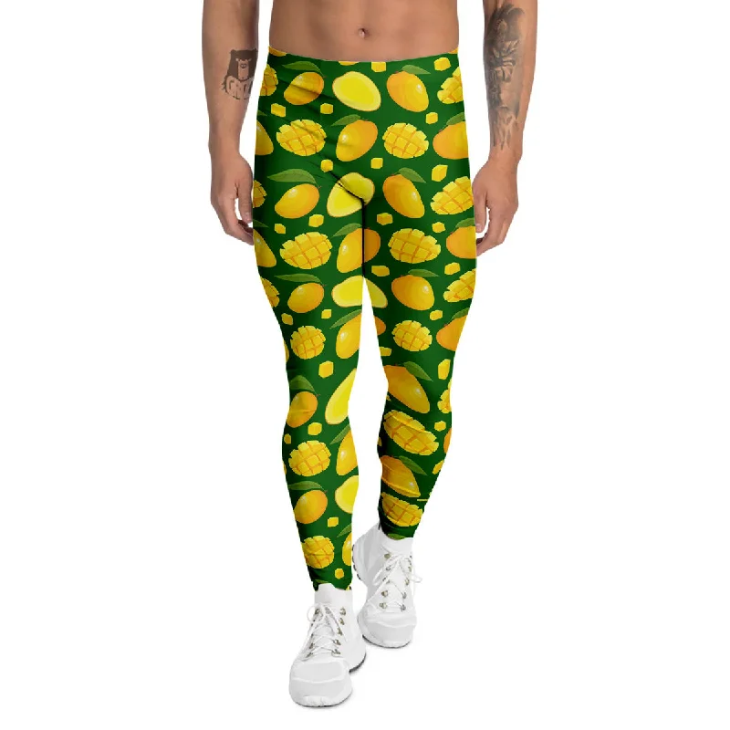 Daily Deals Cartoon Yellow Mango Slice Print Pattern Men's Leggings