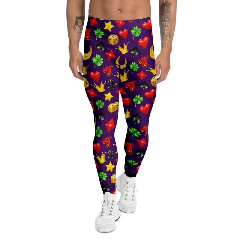 Can't Miss Casino 3D Gambling And Luck Print Pattern Men's Leggings