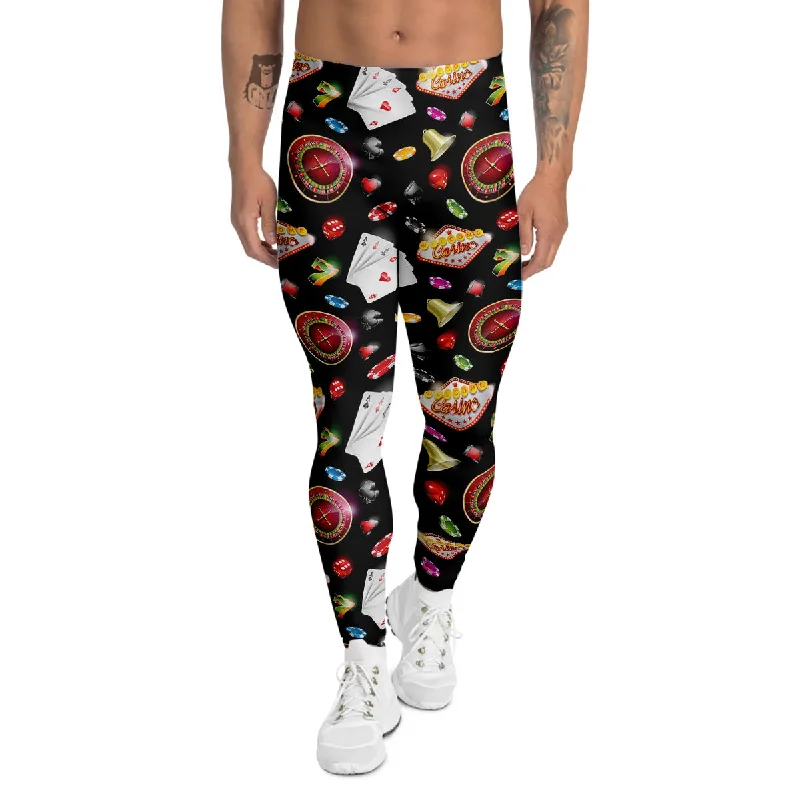 Act Fast Casino Colorful Entertainments Print Pattern Men's Leggings