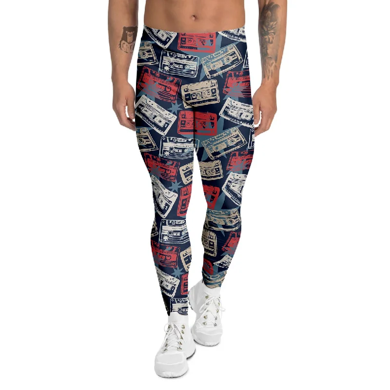 Seasonal Clearance Cassette Vintage Print Pattern Men's Leggings
