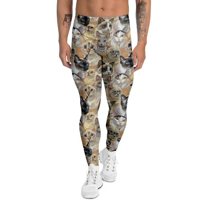 Price Blitz Cats Portrait Print Pattern Men's Leggings