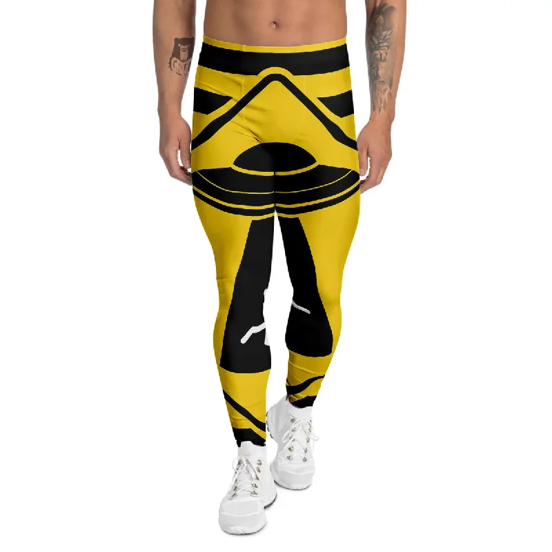 Loyalty Reward Caution Alien Abduction Warning Sign Print Men's Leggings