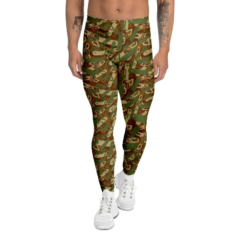 Grand Opening Sale Chainsaw Camo Print Pattern Men's Leggings