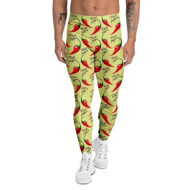 Weekend Special Chili Pepper Vintage Print Pattern Men's Leggings