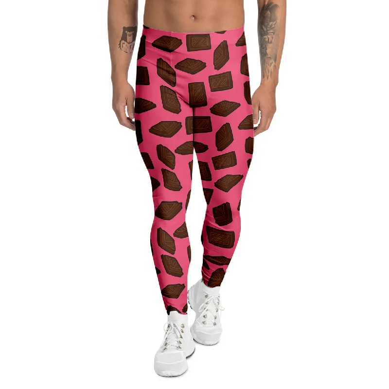 Limited Time Offer Chocolate And Pink Print Pattern Men's Leggings