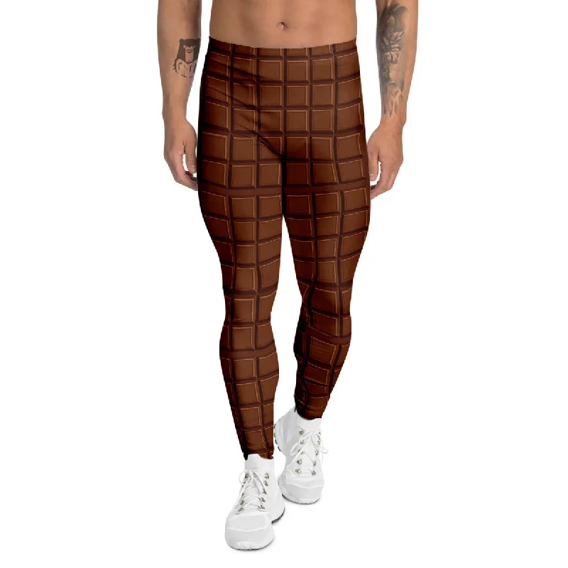 Value Deals Chocolate Bar Brown Print Pattern Men's Leggings