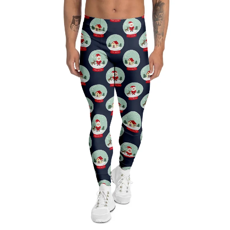 Major Savings Christmas Snow Globe Print Pattern Men's Leggings