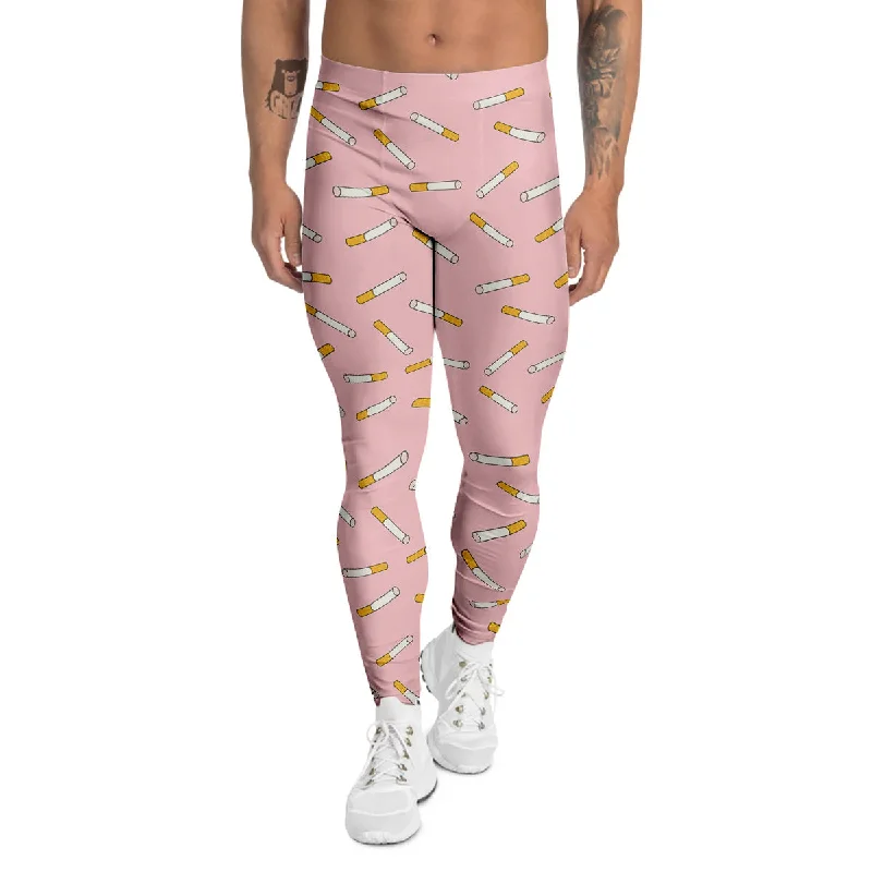 Midnight Madness Cigarette And Pink Print Pattern Men's Leggings