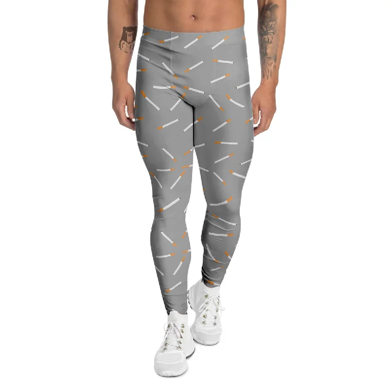 Great Deals Cigarette Gray Print Pattern Men's Leggings