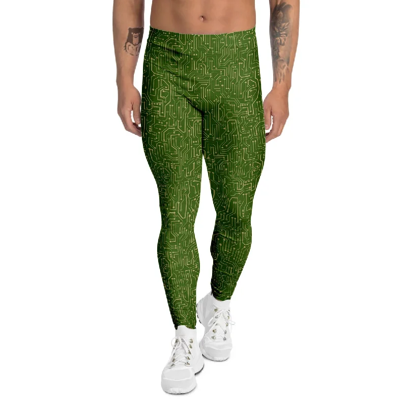 Epic Deals Circuit Green Print Pattern Men's Leggings